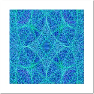 Blue Peacock Kaleidoscope Mandala Fractal Posters and Art